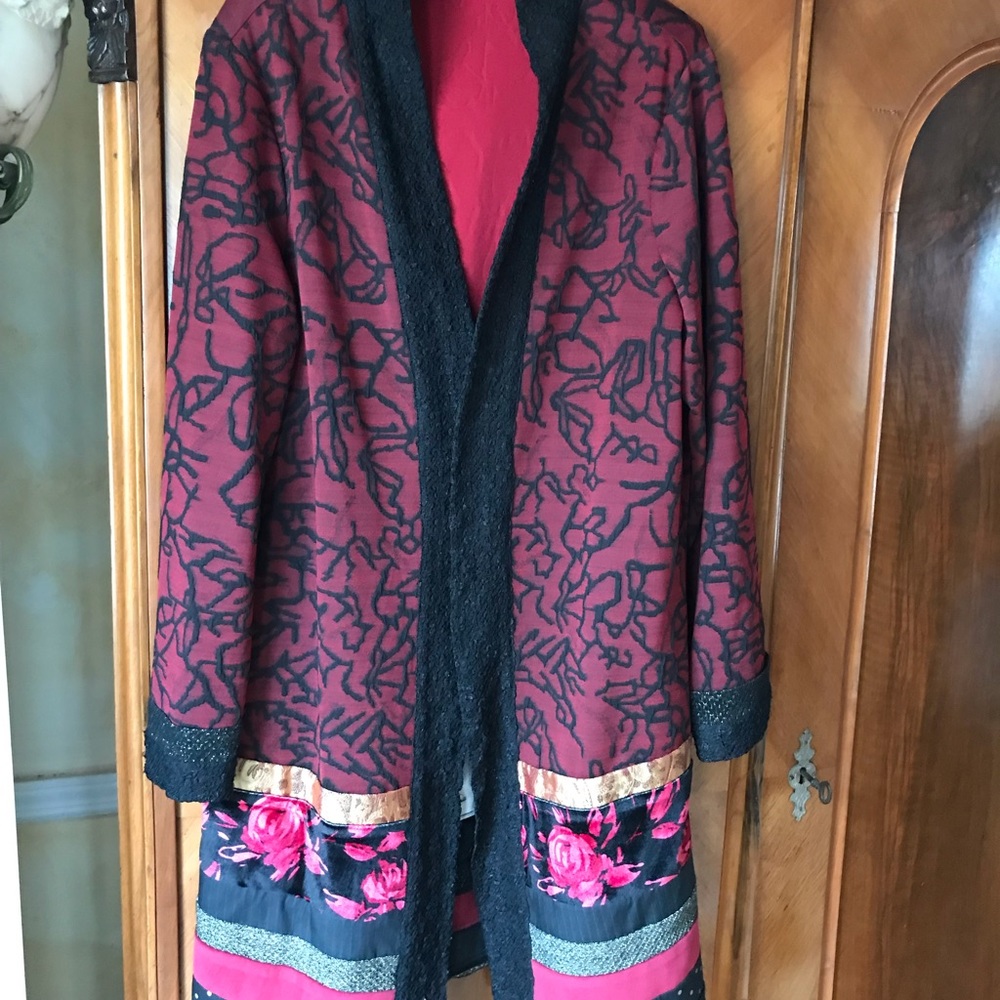 Chico’s Patch Work Holiday Jacket Knit Collet Sz L - image 5